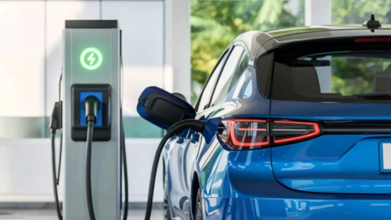 AI breakthrough could replace rare earth magnets in electric vehicles Modern electric vehicle at charging station.webp.webp